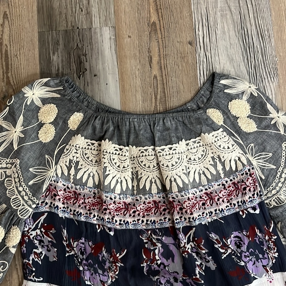 John Mark Boho Embroidered With Fringe Trim Tunic… - image 4